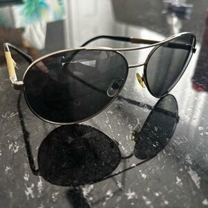 Classic Chanel Black Mirror lense Aviator Sunglasses
